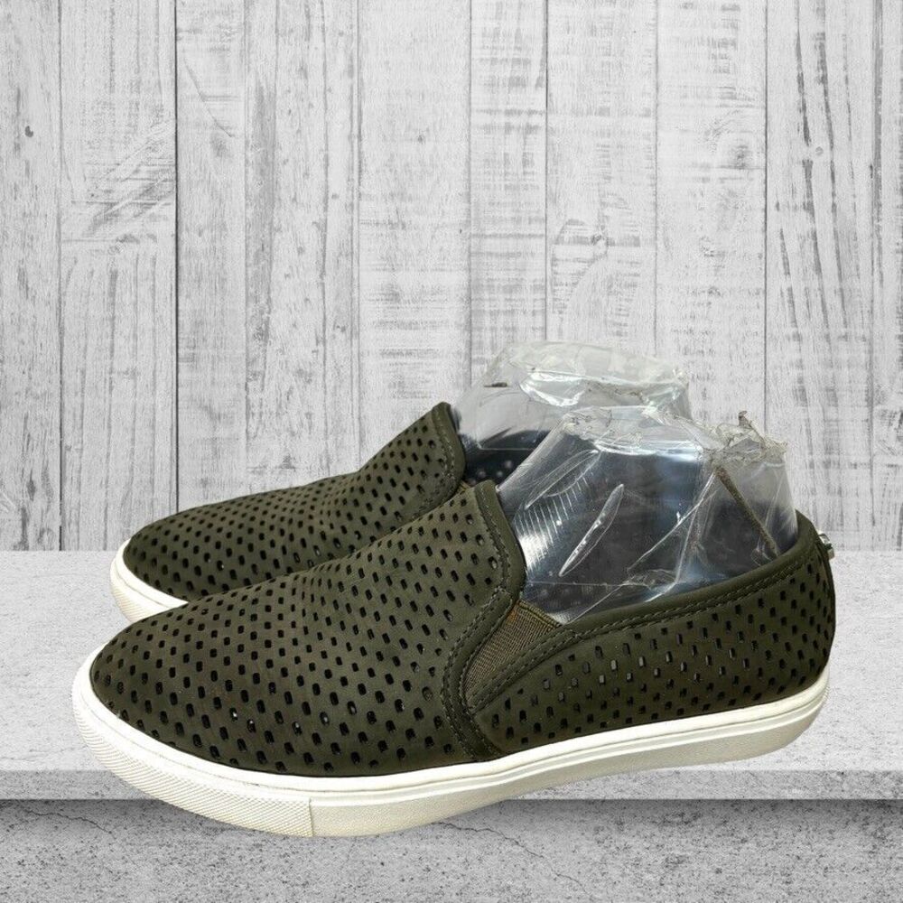 Steve Madden Olive Green Perforated Slip-On Sneakers